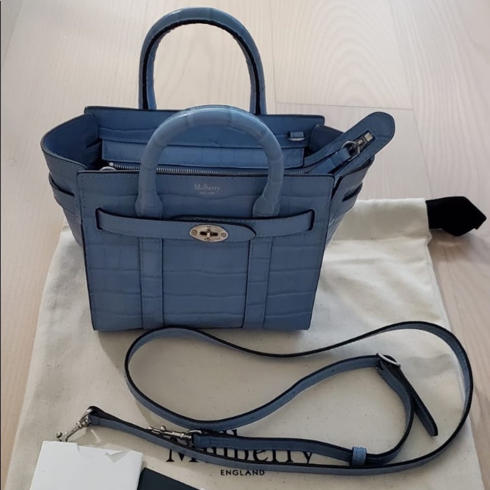 Mulberry MicroBayswater Croc-Embossed Leather Bag